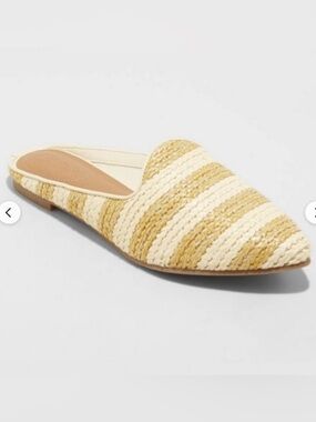 Universal Thread Woven Striped Slip-On Mules - Cream & Tan, 9.5